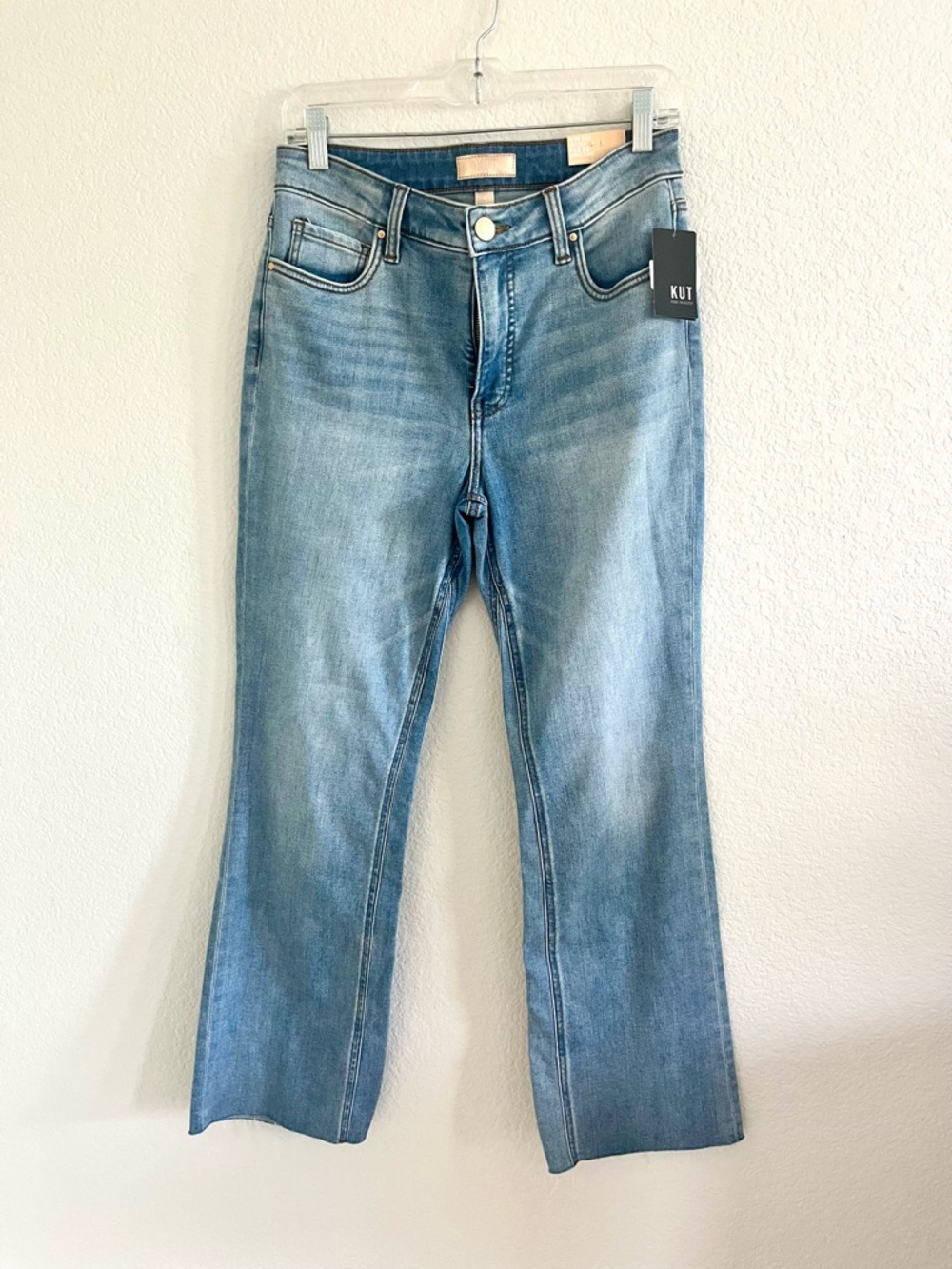 Kut from the Kloth High-Rise Kelsey Ankle Flare Jeans in Light Blue